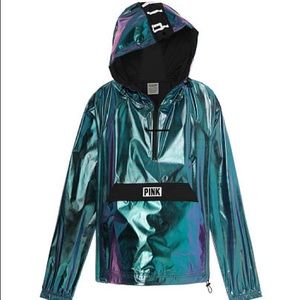 🔥VS Pink MED Holo Anorak NWT